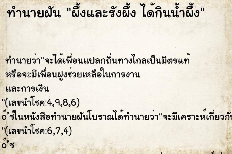 ทำนายฝัน ผึ้งและรังผึ้ง ได้กินน้ำผึ้ง ทำนายฝัน ผึ้งและรังผึ้ง ได้กินน้ำผึ้ง